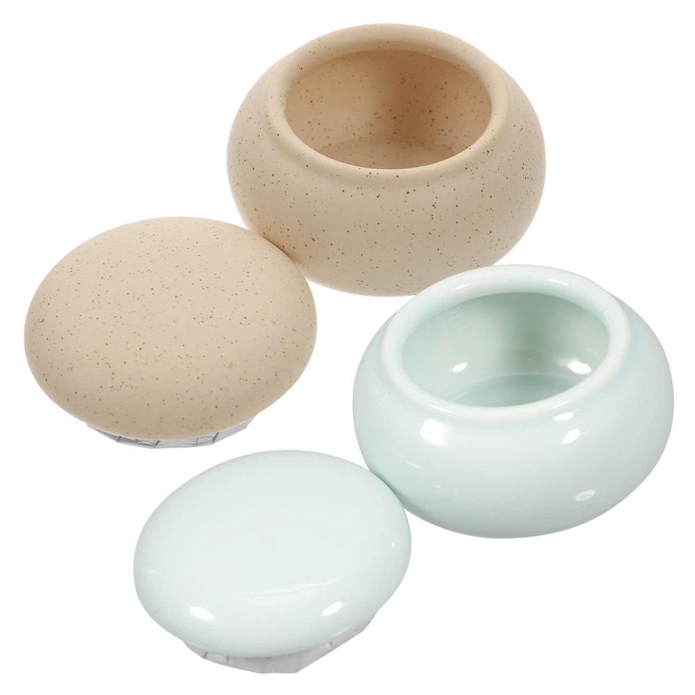 Happyyami Ceramic Storage Boxes for Essential Oils with Lids, 2 Pcs
