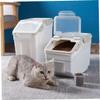Kisangel Pet Food Container with Measuring Cup, PP, Beige, 4 Wheels view 4