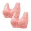 Guhmomh Seamless Women's Wire-Free Bra 2-Pack, Push-Up Bra with Front Closure, Anti-Sagging, Soft Comfortable Sleep Bustier, Wide Straps, Breathable T-Shirt Bralette for Everyday, Pink, 36 view 1
