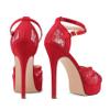 Cociy Women's Red Suede Peep-Toe Platform Pumps, Mesh Stilettos with Rhinestones, Ankle Strap, EU 41 view 4
