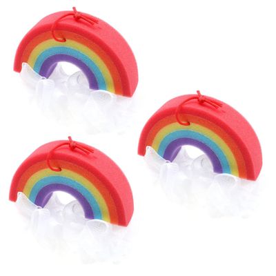 3-Pack Rainbow Bath Poufs with Hanging Loops