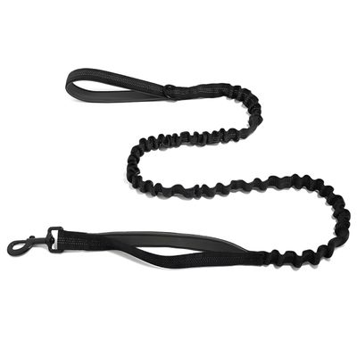 BROUAURPE Bungee Dog Leash with Two Handles, Shock-Absorbing Reflective Leash for Medium and Large Dogs, No-Pull Training Control, Black, Size L