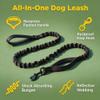 BROUAURPE Bungee Dog Leash with Two Handles, Shock-Absorbing Reflective Leash for Medium and Large Dogs, No-Pull Training Control, Black, Size L view 2