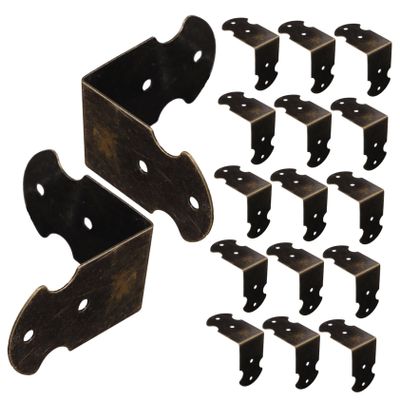 Antique Iron Corner Protectors for Wooden Boxes, 20 Pieces, Coffee Brown