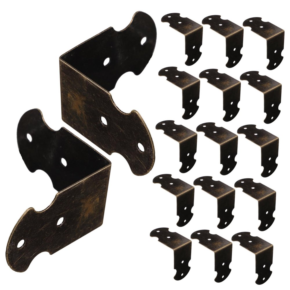 Antique Iron Corner Protectors for Wooden Boxes, 20 Pieces, Coffee Brown