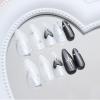 GlamRays 24-Piece Black Cat-Eye Almond Press-On Nails with 3D Crystal Design view 4