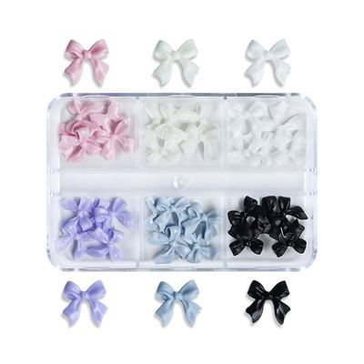 Blausky 3-Box Set of 3D Bow Nail Charms, 90 Pieces, Colorful Flat-Back Nail Art Decorations, Color A