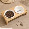 Elevated Angled Cat Bowl with Non-Slip Wooden Base view 2