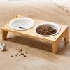 Elevated Angled Cat Bowl with Non-Slip Wooden Base view 3