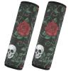Valentine's Day Car Seat Belt Covers with Romantic Skull and Red Rose view 2