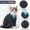 Long Sleeve Cat Bodysuit - Skin Care & Wound Protection Suit (Back/Legs) | Alternative to Collar for Licking Protection | Cat Overall Against Scratching | Soft Cat Clothing for Everyday (Gray L) view 3