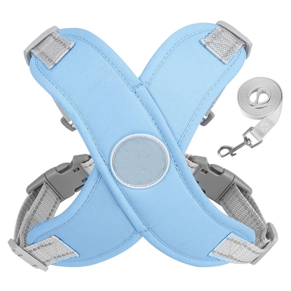 Padded No-Pull Dog Harness with Handle, Blue, L
