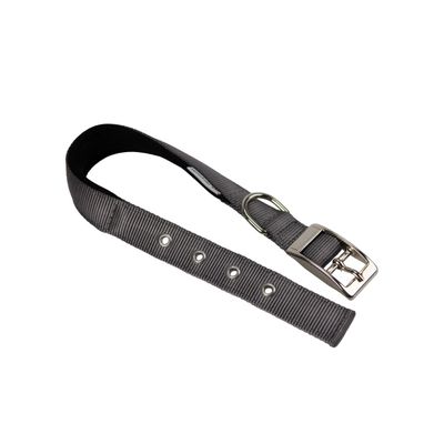 Ferplast Daytona Dog Collar, Size M, Gray, Padded Nylon, Adjustable Metal Buckle, Neck 34–42 cm