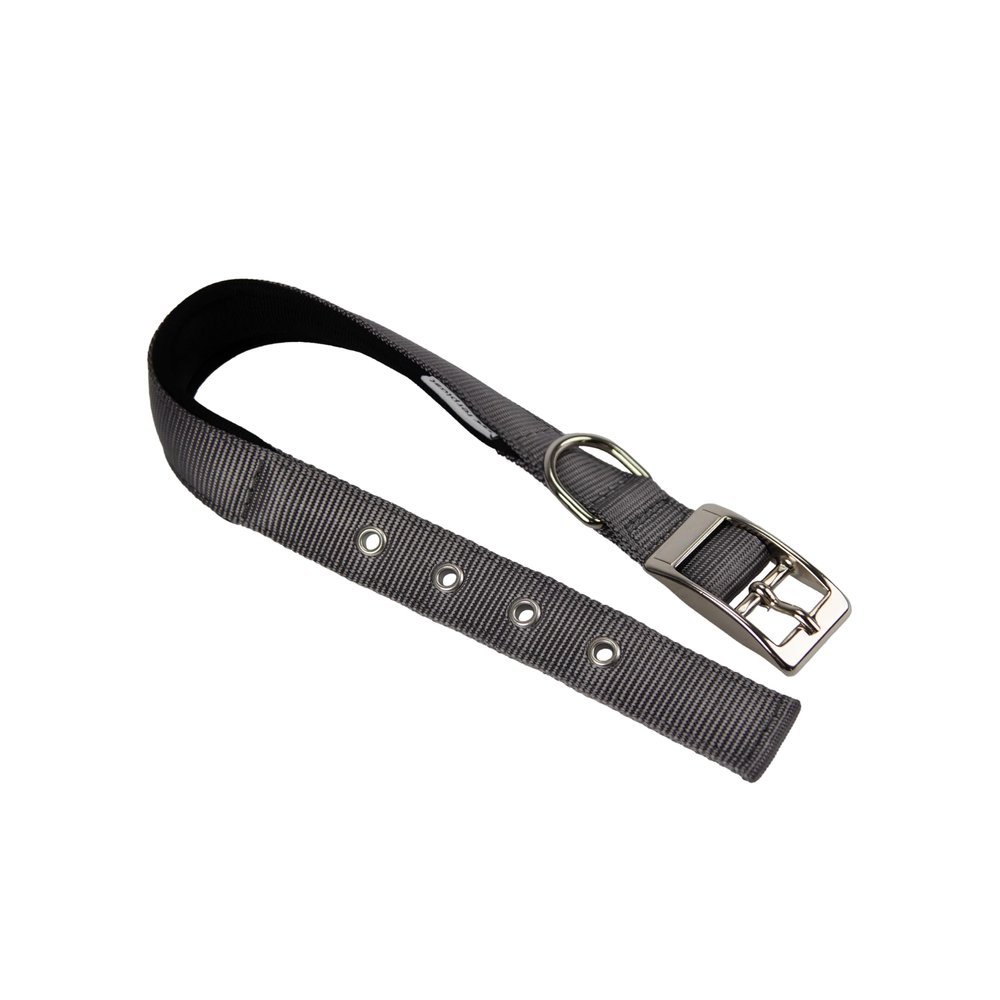 Ferplast Daytona Dog Collar, Size M, Gray, Padded Nylon, Adjustable Metal Buckle, Neck 34–42 cm