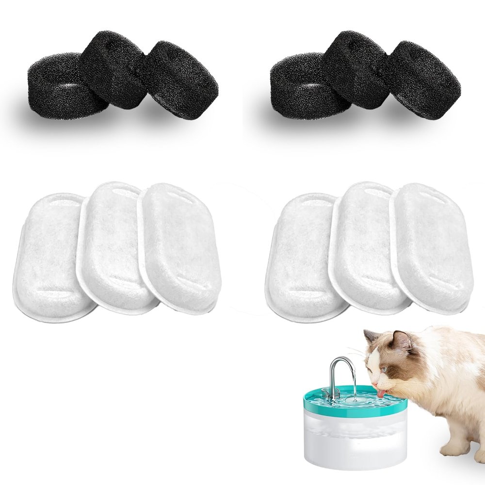Cat Fountain Filter Set with 6 Filters and 6 Sponges
