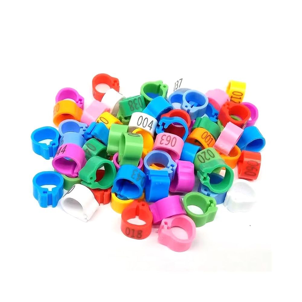 Colorful Bird Identification Leg Bands, Reusable and Removable, Mixed Colors, 301–400, 12 mm