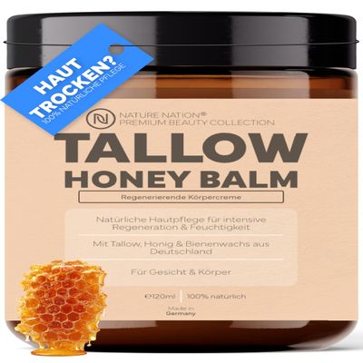 Tallow Beef Tallow Cream, Honey: Beef Tallow Balm + Beeswax & Vitamin E