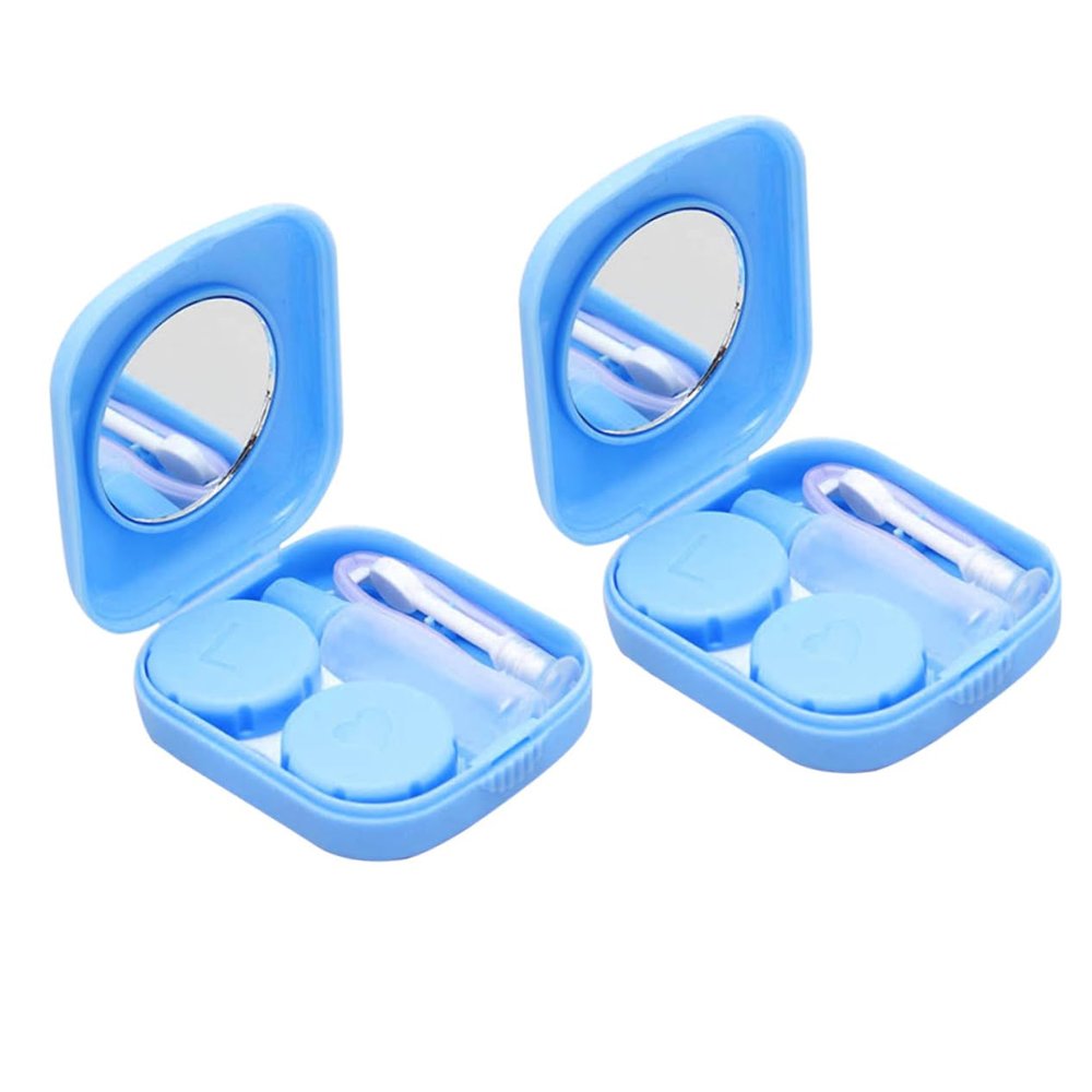 FRCOLOR 2-Piece ABS Lens Cases with Flip-Top Design, Blue