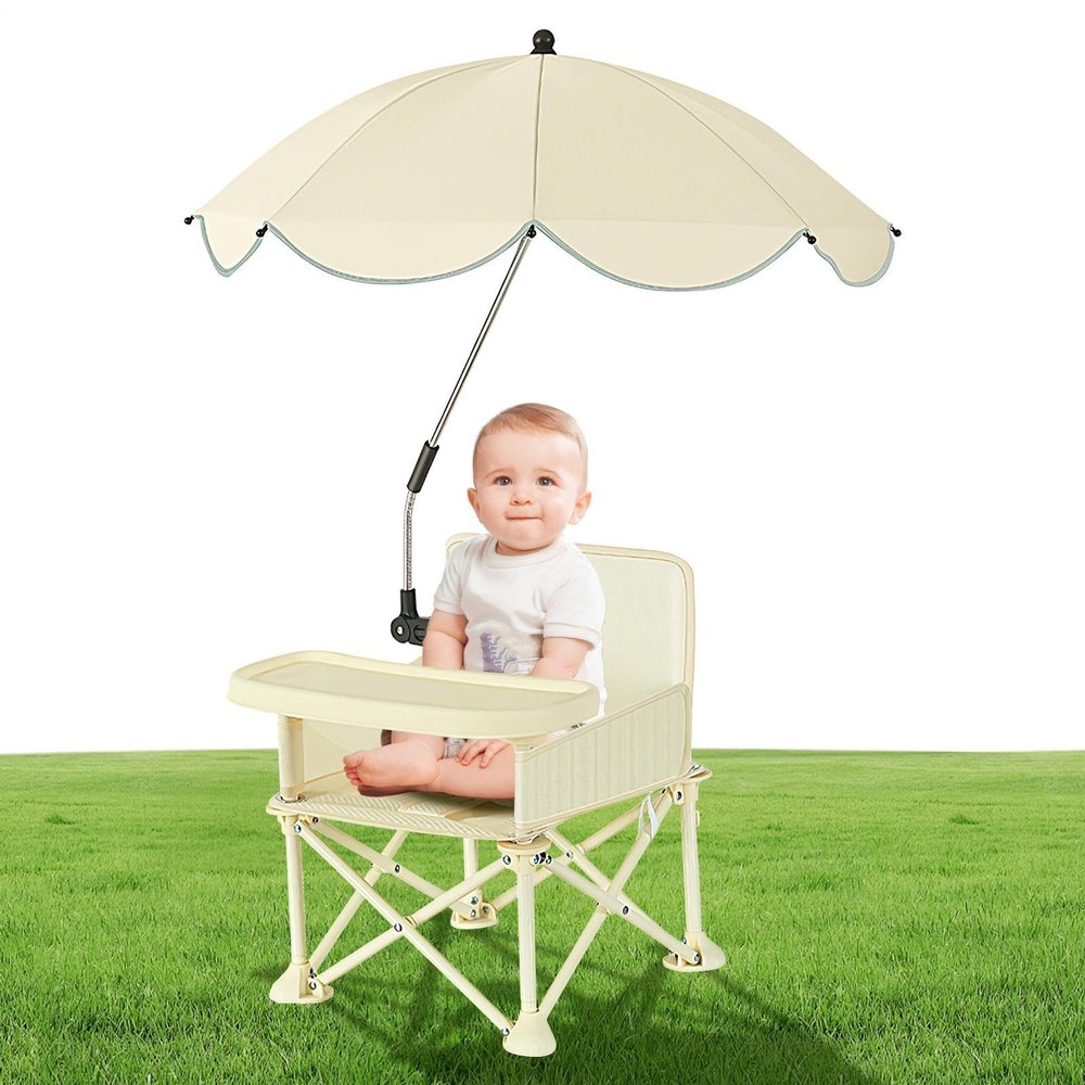 Folding Travel Booster Seat with Tray and Umbrella