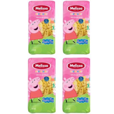 Melissa Peppa Pig Kids Pasta, 4 x 400 g, Greek Durum Wheat Pasta, Incl. 20 ml Jassas Olive Oil