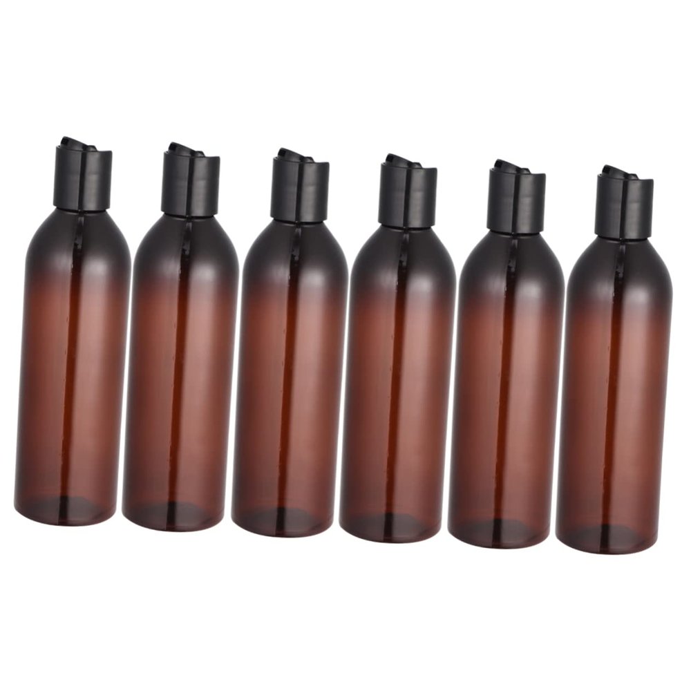 Portable 250 ml Brown PET/PP Travel Bottles, 6-Pack