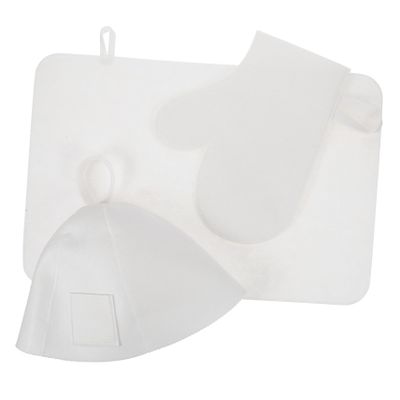 BESPORTBLE Felt Sauna Hat Set with Glove and Mat, White