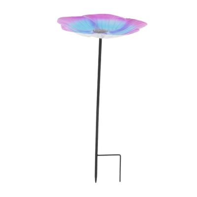 HEMOTON Bird Bath and Feeder Station for Gardens with Ground Stake, Blue