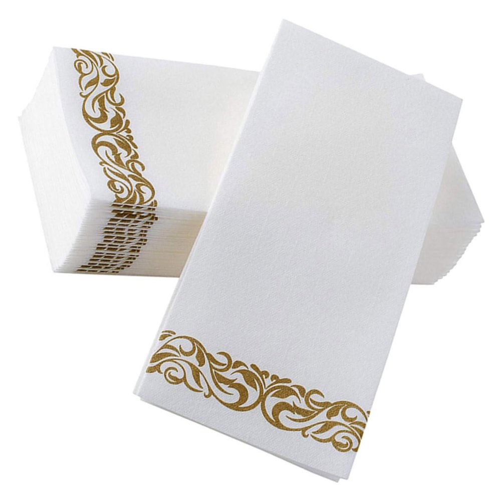 50 Disposable Paper Napkins, White, 40 x 30 cm