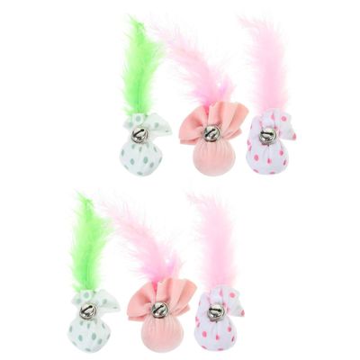 POPETPOP 6-Piece Interactive Cat Toys with Bells, Soft Balls for Indoor Cats to Chew and Play, Encourages Natural Instincts