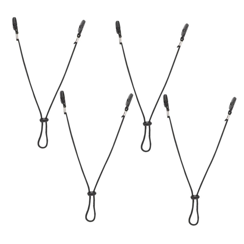 minkissy 4-Piece Windproof Hood Clips, Adjustable Hat Chin Straps, Elastic Hat Strap Fasteners, Black Plastic