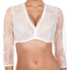 Duohropke Women's White Lace Dirndl Blouse, Elegant Short-Sleeve V-Neck Trachten Blouse view 1