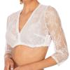 Duohropke Women's White Lace Dirndl Blouse, Elegant Short-Sleeve V-Neck Trachten Blouse view 3