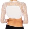 Duohropke Women's White Lace Dirndl Blouse, Elegant Short-Sleeve V-Neck Trachten Blouse view 4