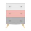 Vicawu Ringo Children's Dresser, Matte White/Gray/Pink, 68 x 45.3 x 92 cm view 1