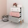 Vicawu Ringo Children's Dresser, Matte White/Gray/Pink, 68 x 45.3 x 92 cm view 4