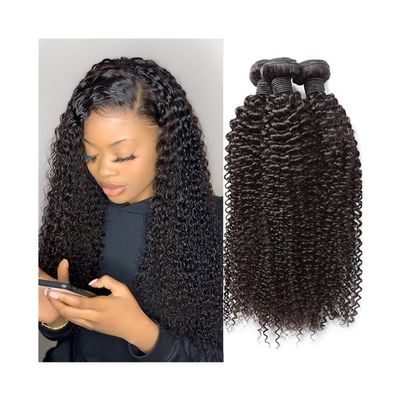 Kinky Curly Natural Black Remy Human Hair Extensions, 1/3/4 Bundles, 28 in