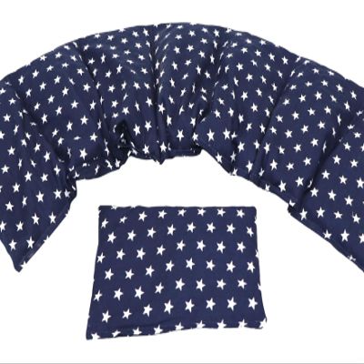 Star-Pattern Grape Seed Pillow Set of 2, 7-Chamber, 67 x 18 cm, Blue