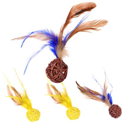 ERINGOGO 4-Piece Rattan Cat Toys with Bells, Interactive Balls for Indoor Cats