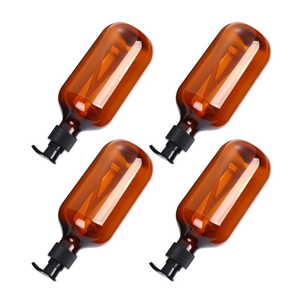 DEARMAMY 4-Pack 500 ml Brown PET Travel Pump Bottles