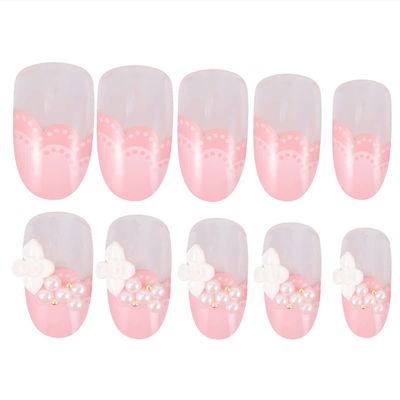 Creative Nail Stickers for Girls, 24-Piece Plastic, Pink