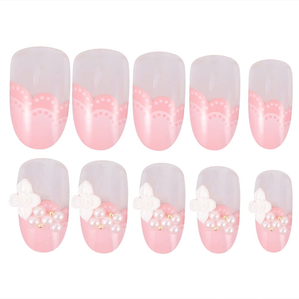 Creative Nail Stickers for Girls, 24-Piece Plastic, Pink