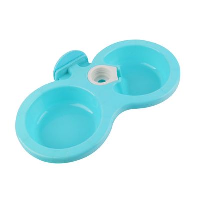 TOYANDONA Pet Double Bowl - Hanging Automatic Feeder and Waterer for Cats and Dogs - Blue