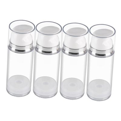 minkissy 4-Pack Empty Refillable Lotion Bottles, Cosmetic Travel Foundation Containers, PP Airless Pump Bottles, Transparent
