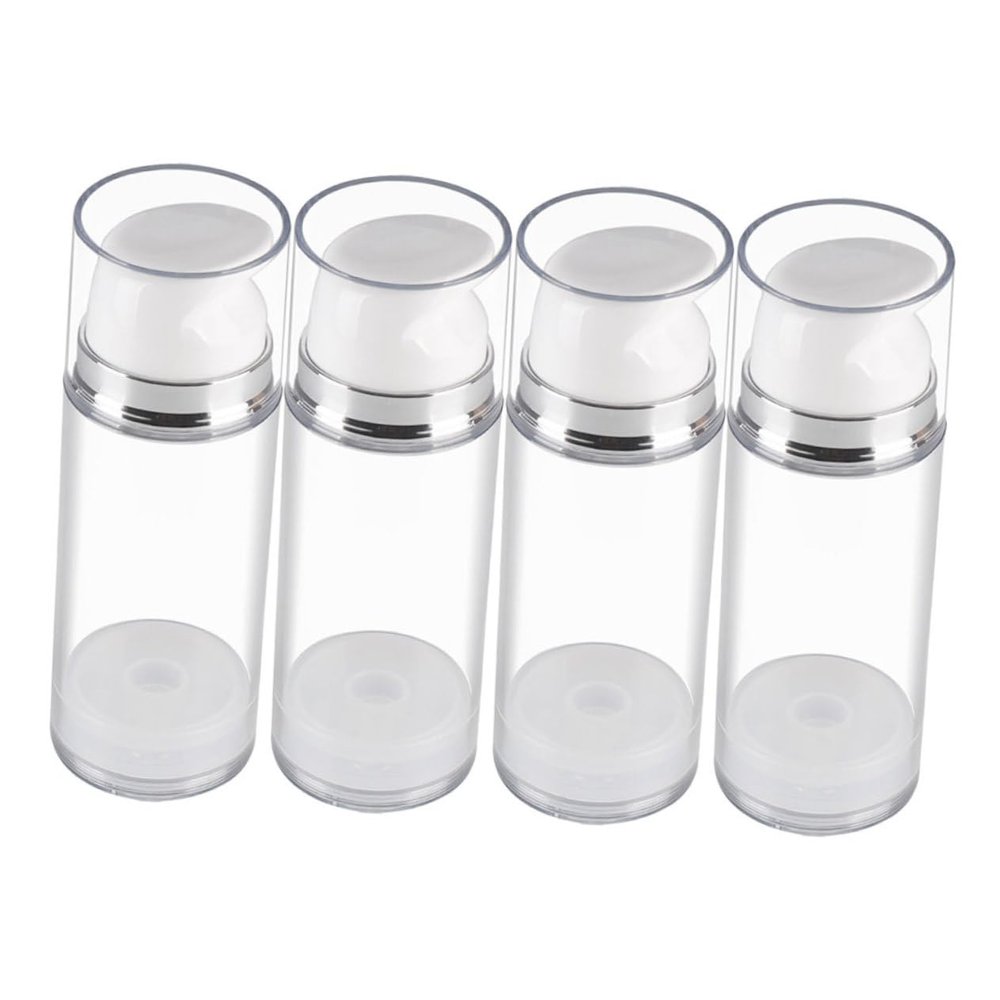 minkissy 4-Pack Empty Refillable Lotion Bottles, Cosmetic Travel Foundation Containers, PP Airless Pump Bottles, Transparent