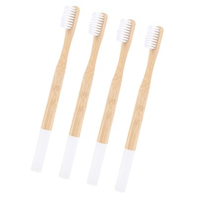 SHERCHPRY 4-Piece Bamboo Toothbrush Set for Adults, Biodegradable Travel and Home Toothbrushes