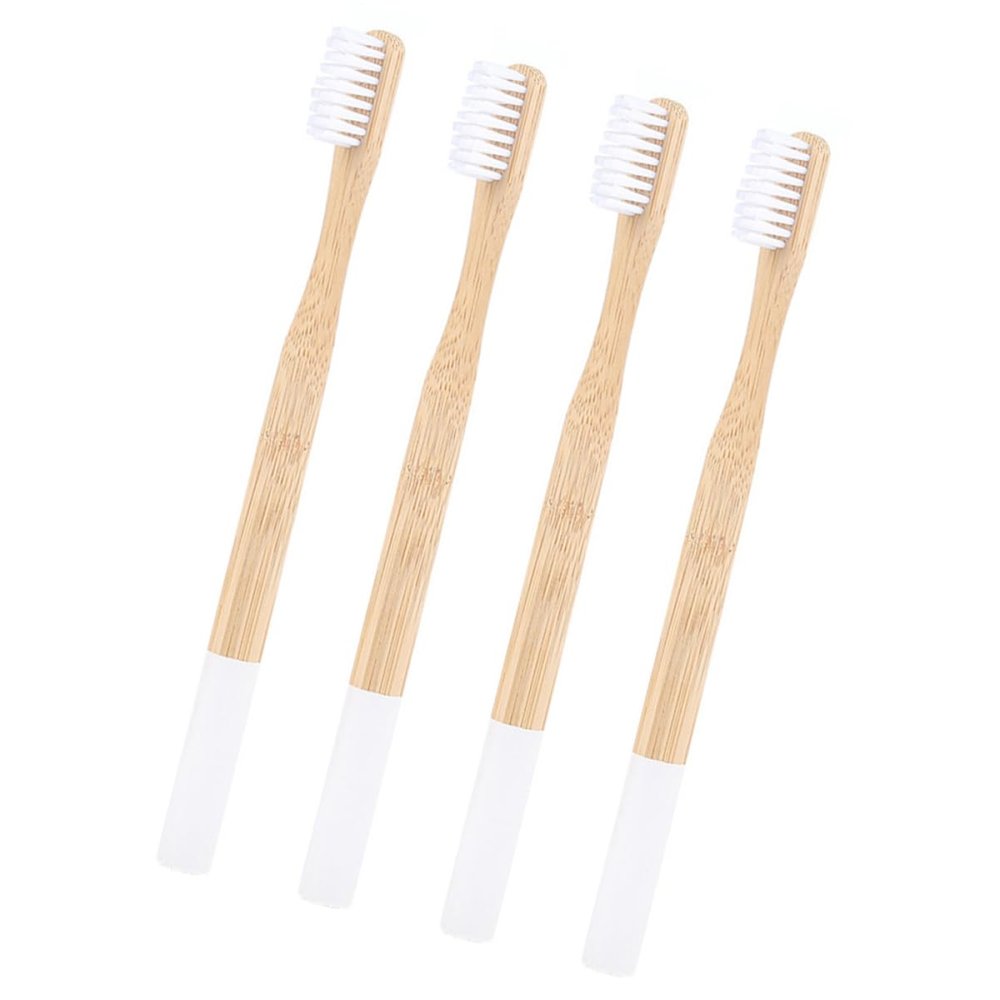 SHERCHPRY 4-Piece Bamboo Toothbrush Set for Adults, Biodegradable Travel and Home Toothbrushes
