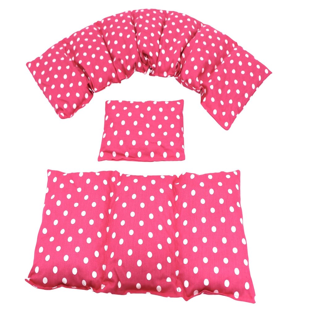 3-Piece Cherry Pit Heating Pad Set, Pink Dots