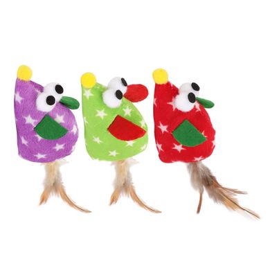 Toyvian 3-Piece Plush Mouse Toys for Cats, Interactive Kitten Teething Toys