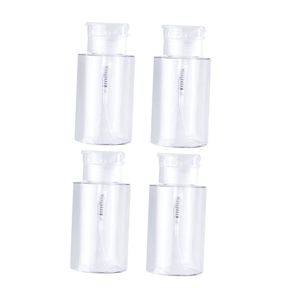 SHERCHPRY Plastic Pump Bottles for Camping and Outdoor Activities, 4-Pack, 100 ml, Leakproof Dispenser Bottles for Skincare Products