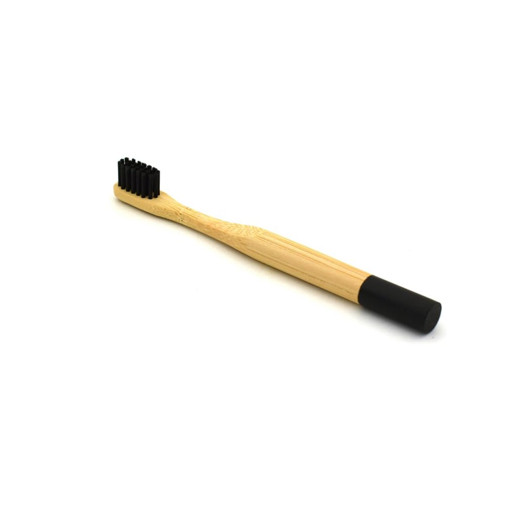 Black Bamboo Toothbrush with Ergonomic Bamboo and Nylon Handle